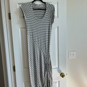 Grey Striped Ruched Athleta Maxi Dress